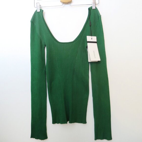 Sportmax MaxMara Scoop Neck Ribbed Knit Top Size L - Picture 5 of 14